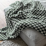 Baby's Breath & Forest Green Check Print Extended Throw