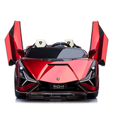24V Lamborghini Sian 4x4 2-Seater Ride-On Car W/ Rubber Wheels, Music Player, Butterfly Doors & RC