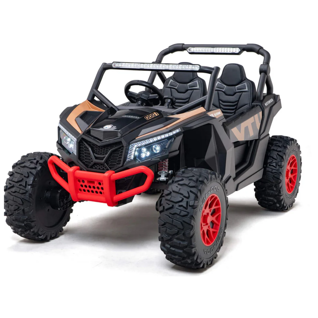 24V UTV-Max Edition XXL 2-Seater 4x4 Ride-On Buggy W/ Rubber Wheels, Music Player, Lights & RC