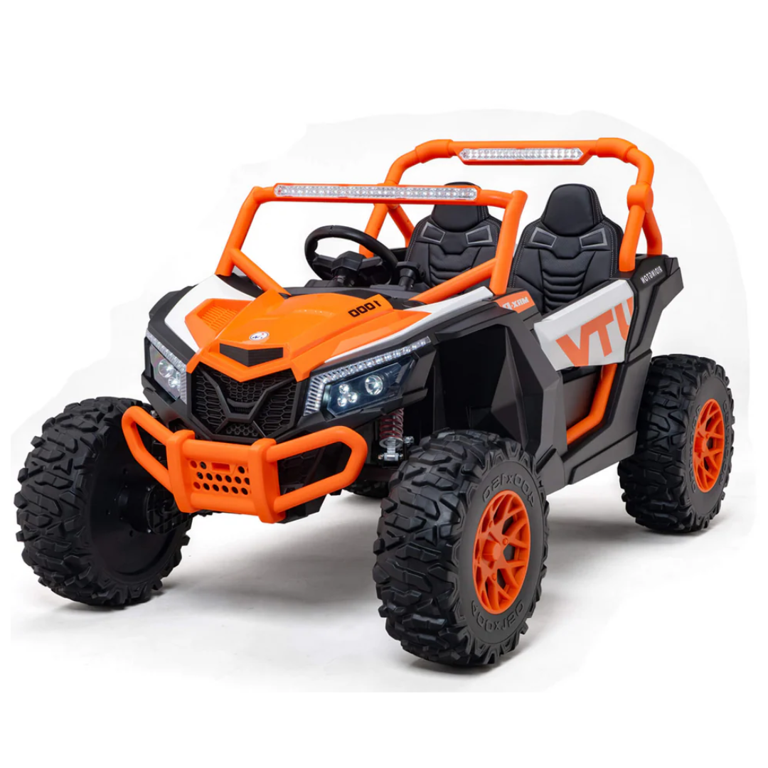 24V UTV-Max Edition XXL 2-Seater 4x4 Ride-On Buggy W/ Rubber Wheels, Music Player, Lights & RC