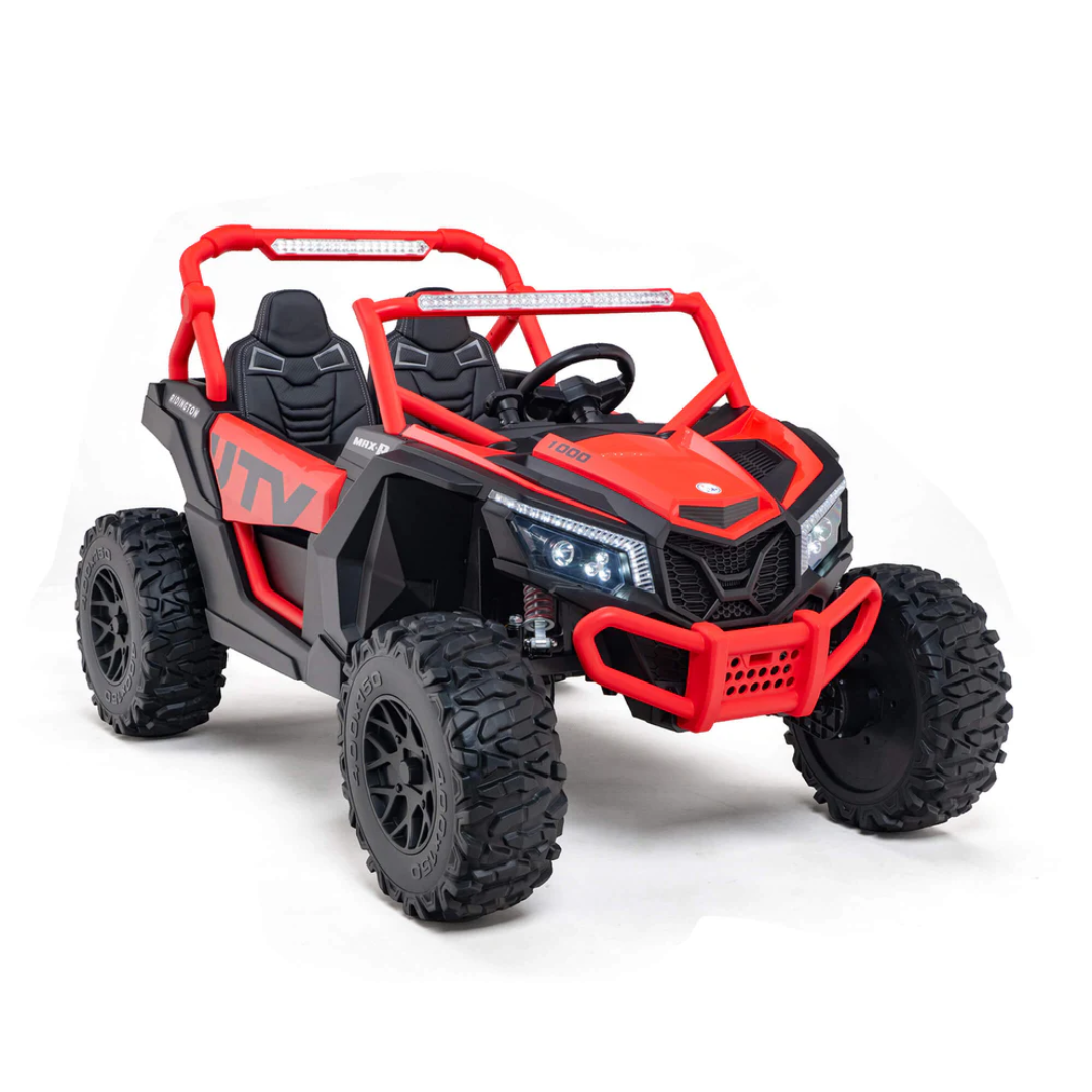 24V UTV-Max Edition XXL 2-Seater 4x4 Ride-On Buggy W/ Rubber Wheels, Music Player, Lights & RC