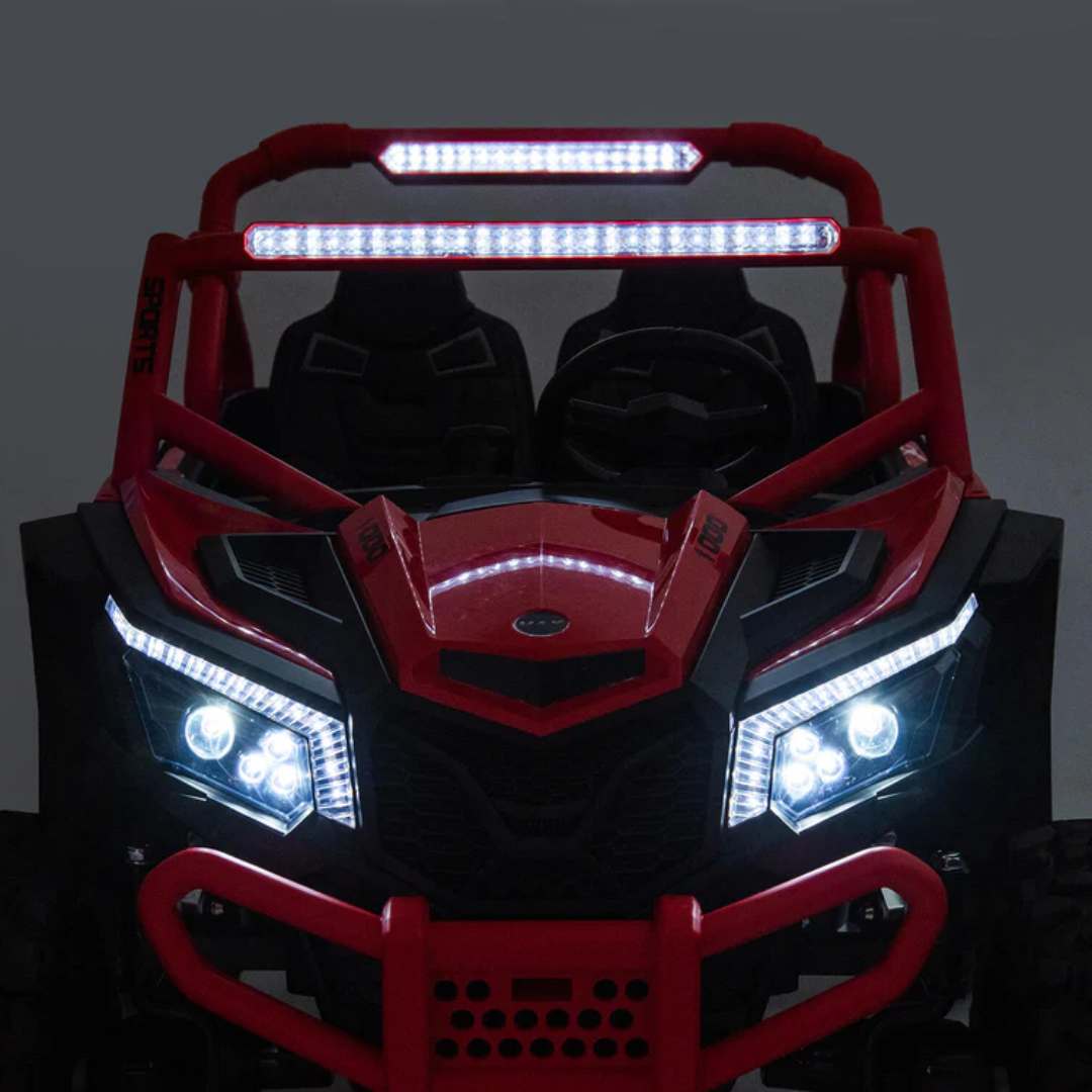 24V UTV-Max Edition XXL 2-Seater 4x4 Ride-On Buggy W/ Rubber Wheels, Music Player, Lights & RC