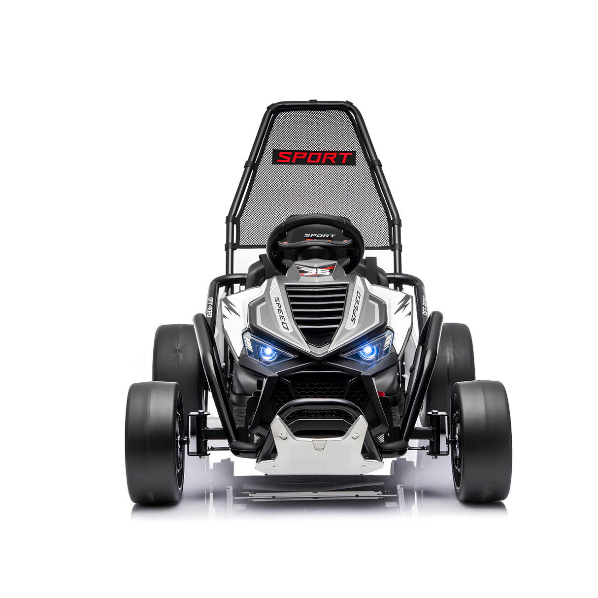 24V Phantom Sport GT Kids High Speed Electric Go Kart with Safety Harness, Lights & Music
