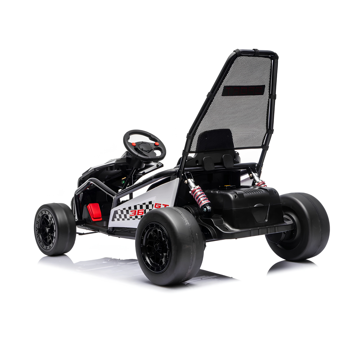 24V Phantom Sport GT Kids High Speed Electric Go Kart with Safety Harness, Lights & Music