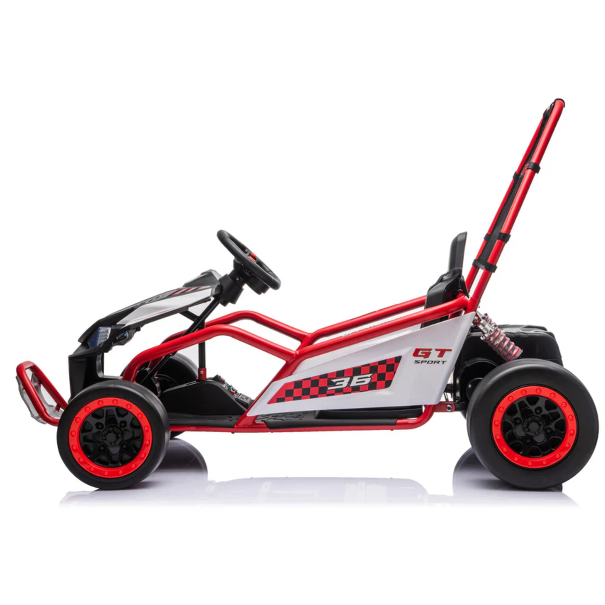 24V Phantom Sport GT Kids High Speed Electric Go Kart with Safety Harness, Lights & Music