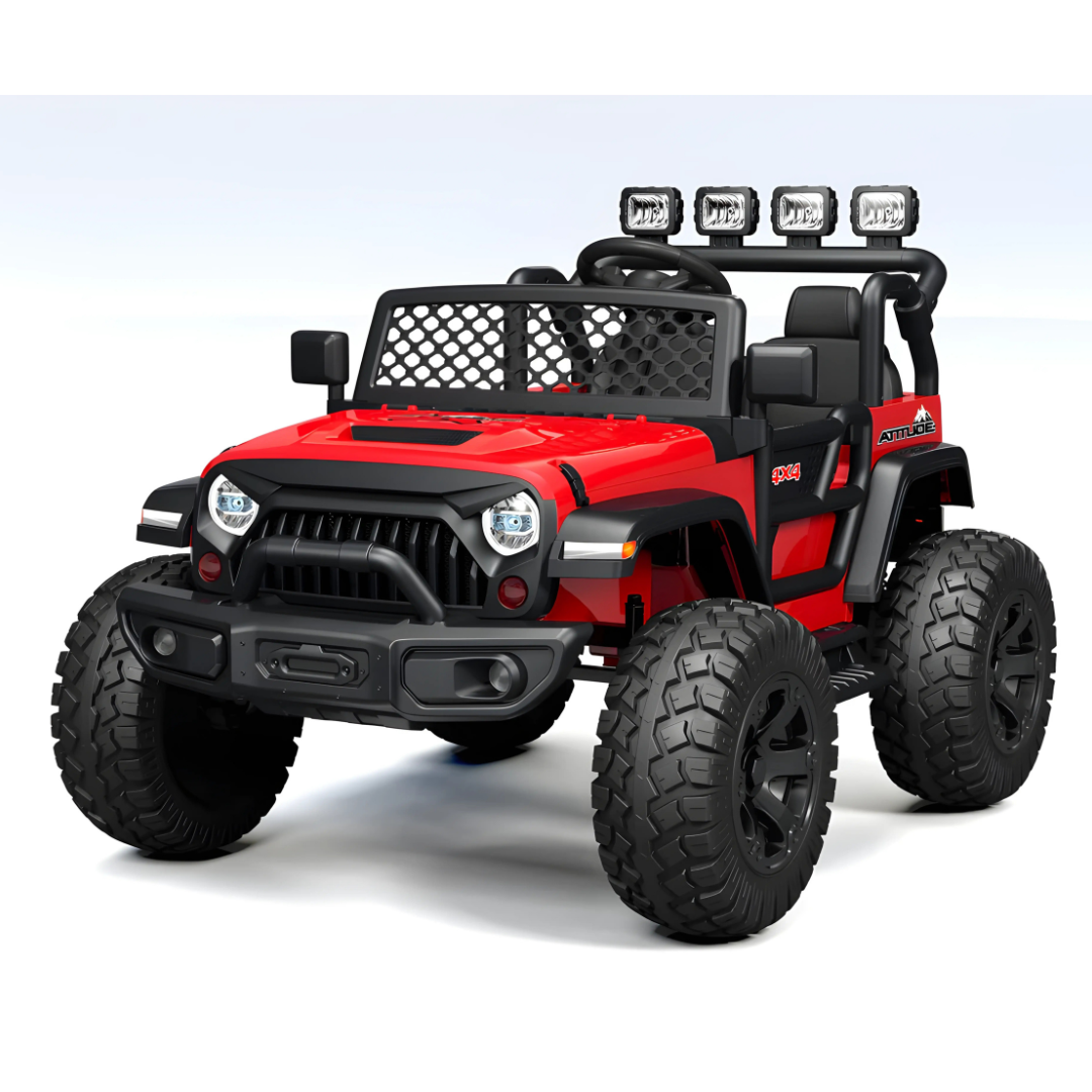 24V Trail-X 2-Seater Upgraded 4x4 AWD Ride-On Truck W/ Rubber Wheels, Music Player, Lights &  RC