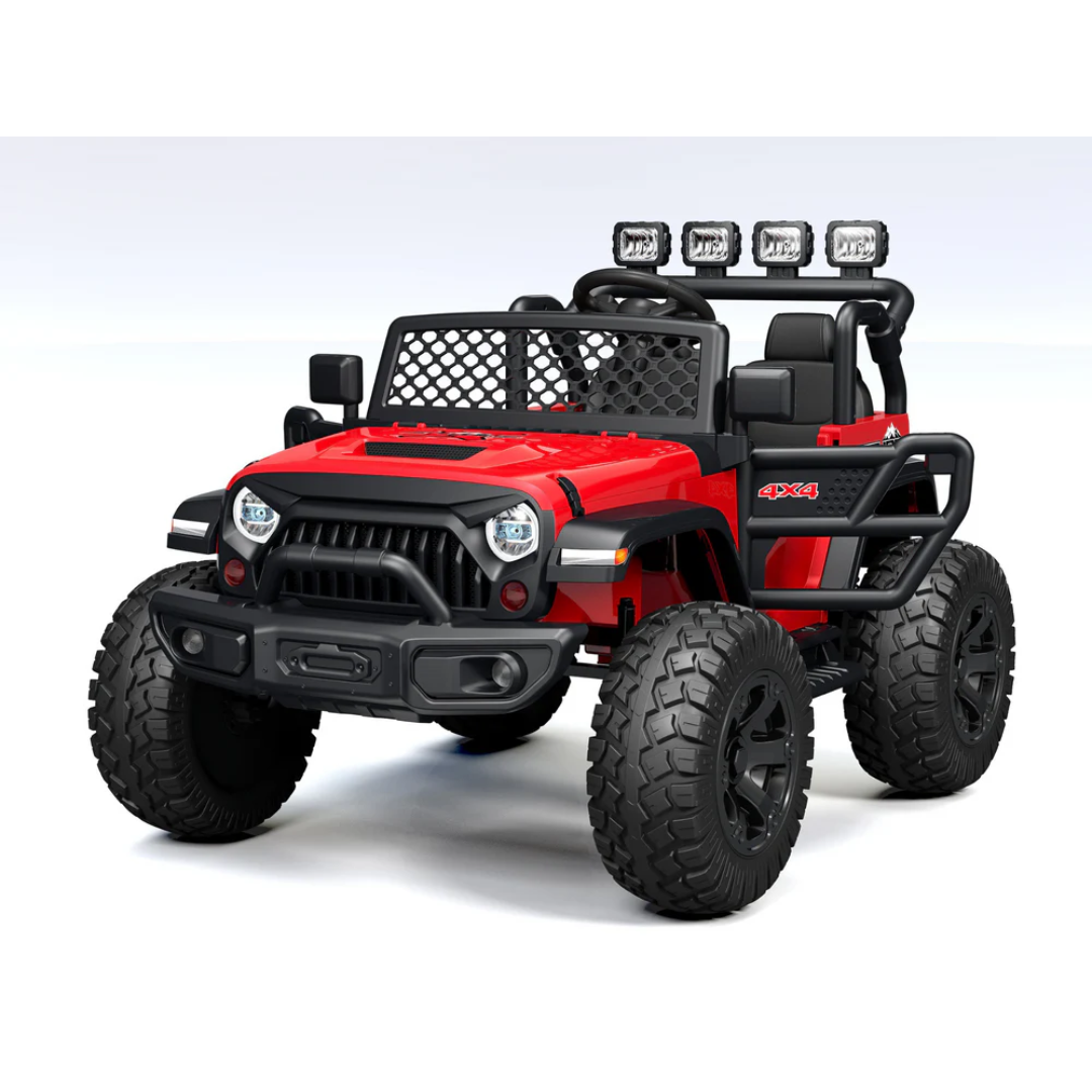 24V Trail-X 2-Seater Upgraded 4x4 AWD Ride-On Truck W/ Rubber Wheels, Music Player, Lights &  RC