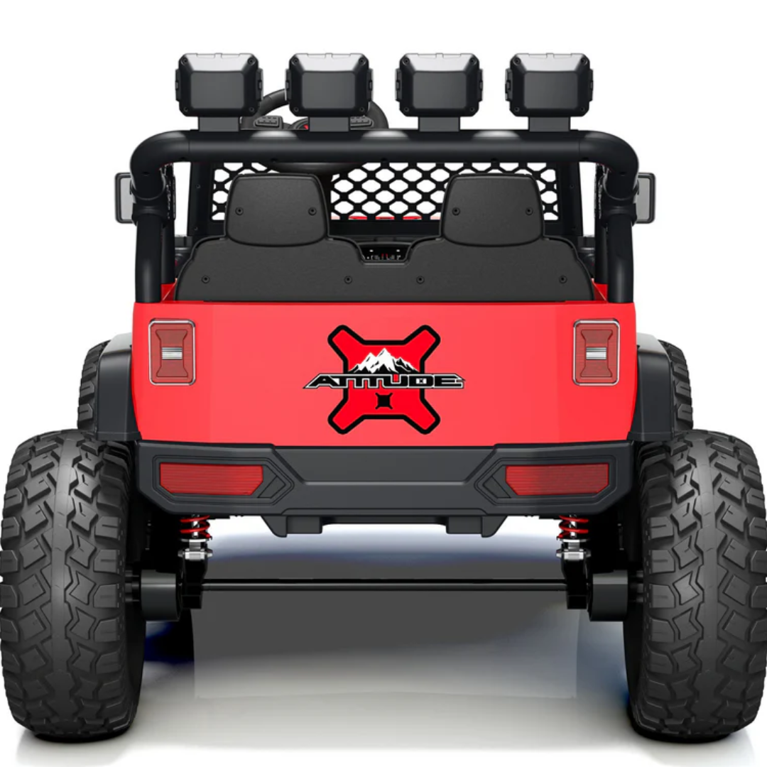 24V Trail-X 2-Seater Upgraded 4x4 AWD Ride-On Truck W/ Rubber Wheels, Music Player, Lights &  RC