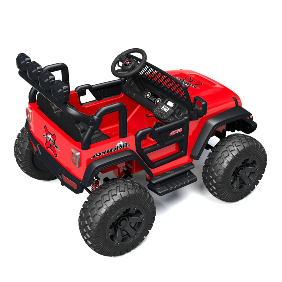 24V Trail-X 2-Seater Upgraded 4x4 AWD Ride-On Truck W/ Rubber Wheels, Music Player, Lights &  RC