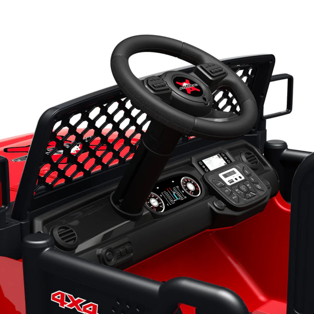 24V Trail-X 2-Seater Upgraded 4x4 AWD Ride-On Truck W/ Rubber Wheels, Music Player, Lights &  RC