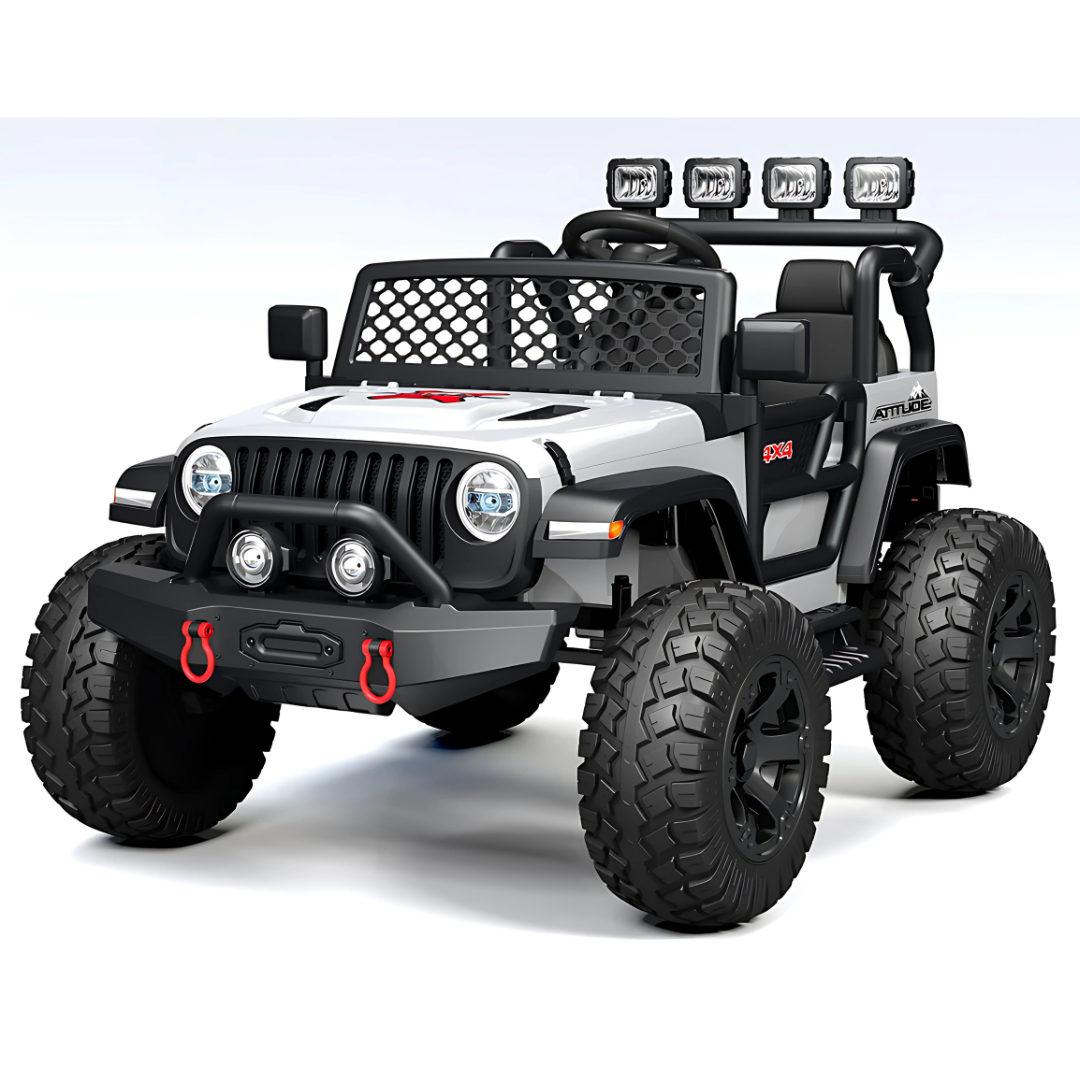 24V Trail-X 2-Seater Upgraded 4x4 AWD Ride-On Truck W/ Rubber Wheels, Music Player, Lights &  RC