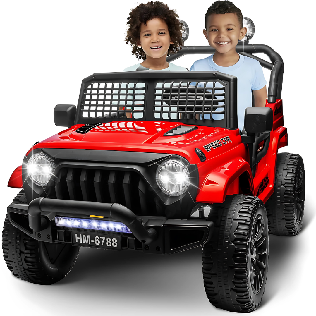24V X-Racer Edition 2-Seater Upgraded 4x4 AWD Ride-On Truck W/ Rubber Wheels, Music Player & RC