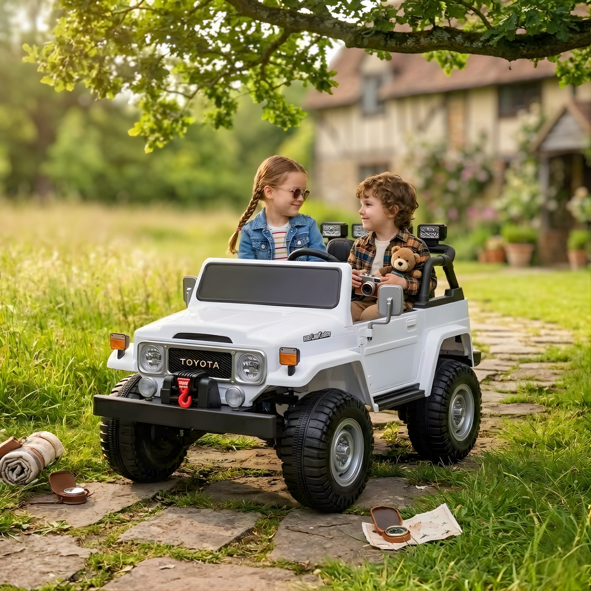 24V Toyota Premium 4x4 2-Seater Ride-On Truck W/ Rubber Wheels, Music Player & RC