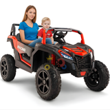 24V Ultra Treck 180-Watt Brushless Edition XXL 2-Seater UTV for Advanced Drivers W/ Inflatable Rubber Tires, Music Player & Lights