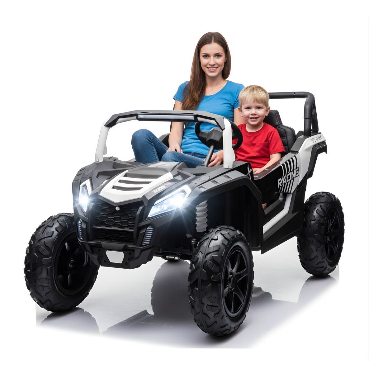 24V Ultra Treck 180-Watt Brushless Edition XXL 2-Seater UTV for Advanced Drivers W/ Inflatable Rubber Tires, Music Player & Lights