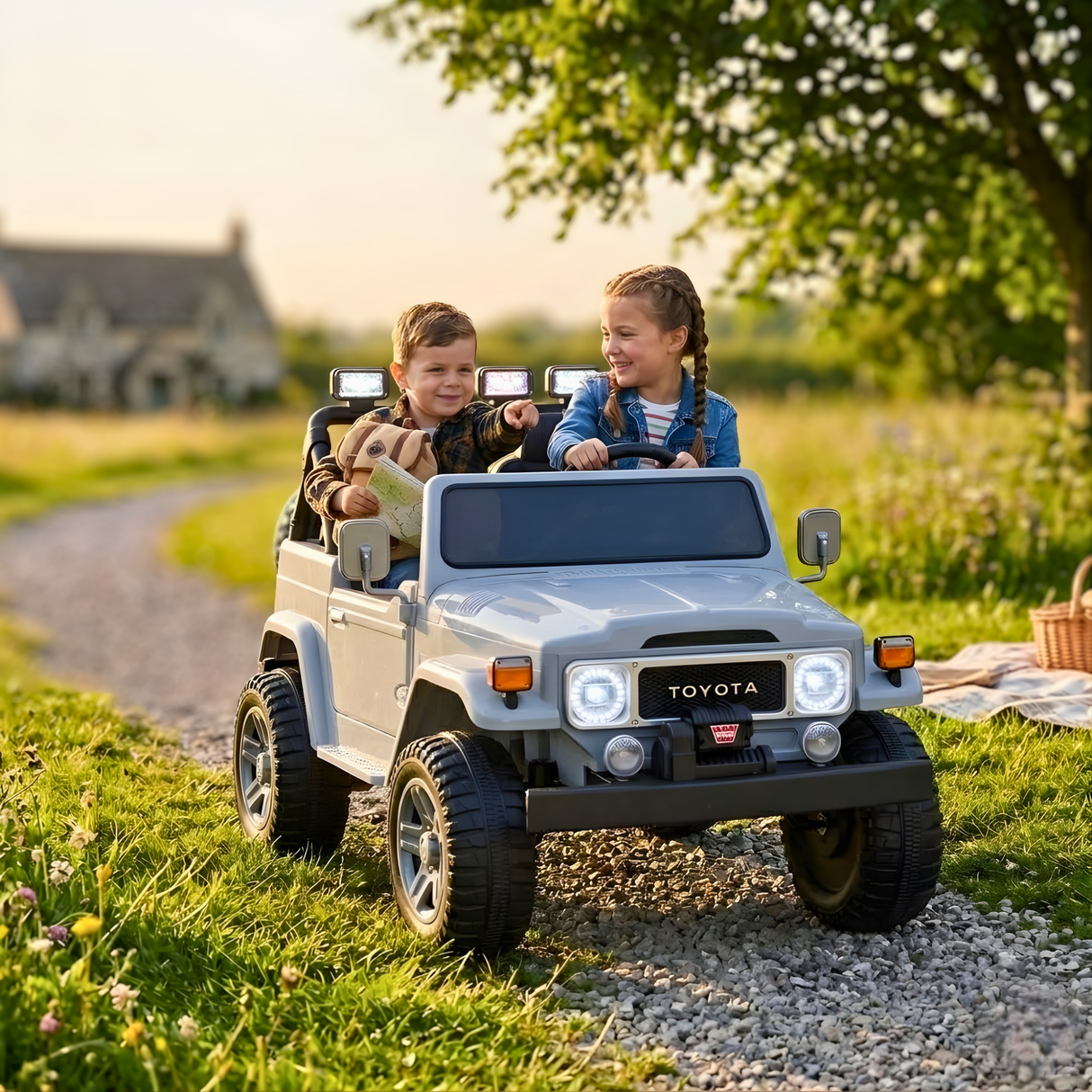 24V Toyota Premium 4x4 2-Seater Ride-On Truck W/ Rubber Wheels, Music Player & RC