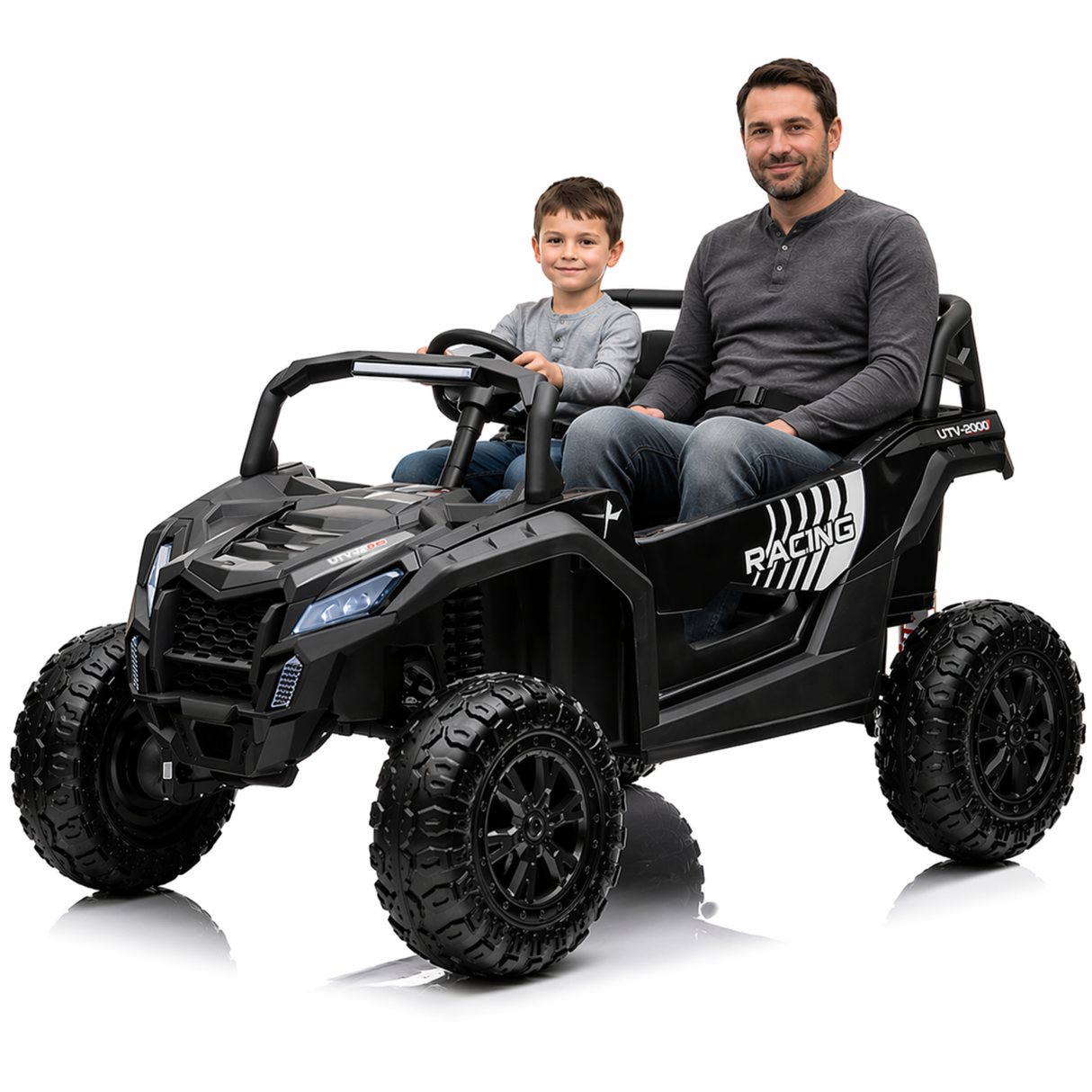 24V Ultra Treck XXL 4x4 2-Seater Ride-On UTV Buggy W/ Rubber Wheels, Music Player & RC