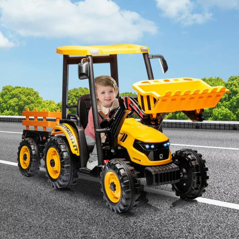 Tracteur-remorque monoplace à 6 roues 24 V pour enfants et tout-petits