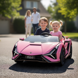 24V Lamborghini Sian 4x4 2-Seater Ride-On Car W/ Rubber Wheels, Music Player, Butterfly Doors & RC