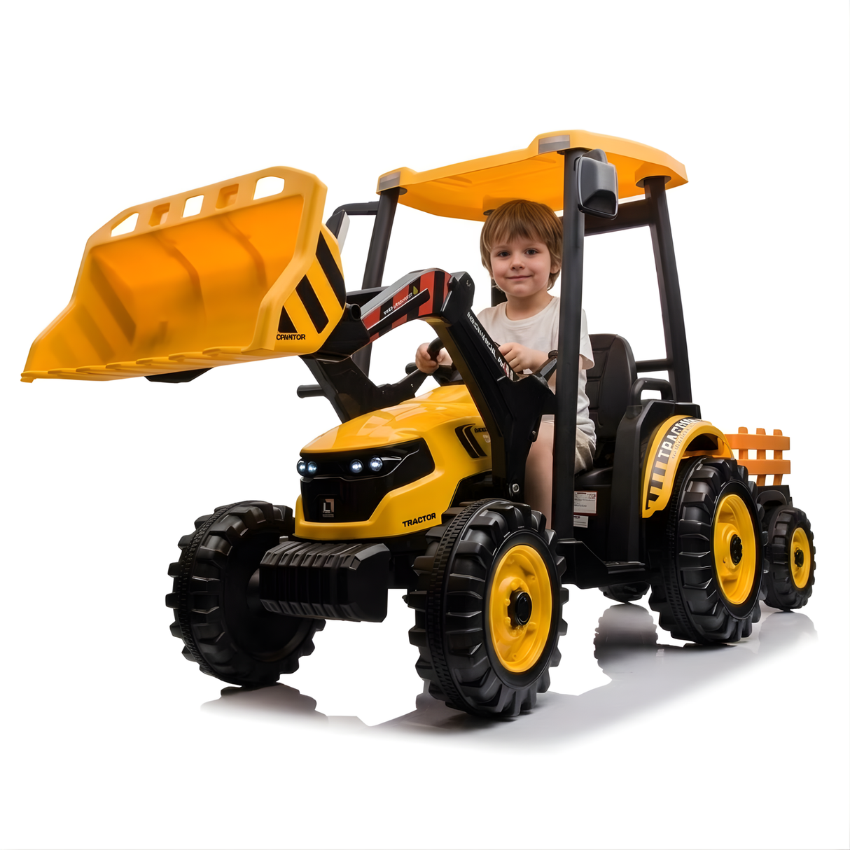 Tracteur-remorque monoplace à 6 roues 24 V pour enfants et tout-petits