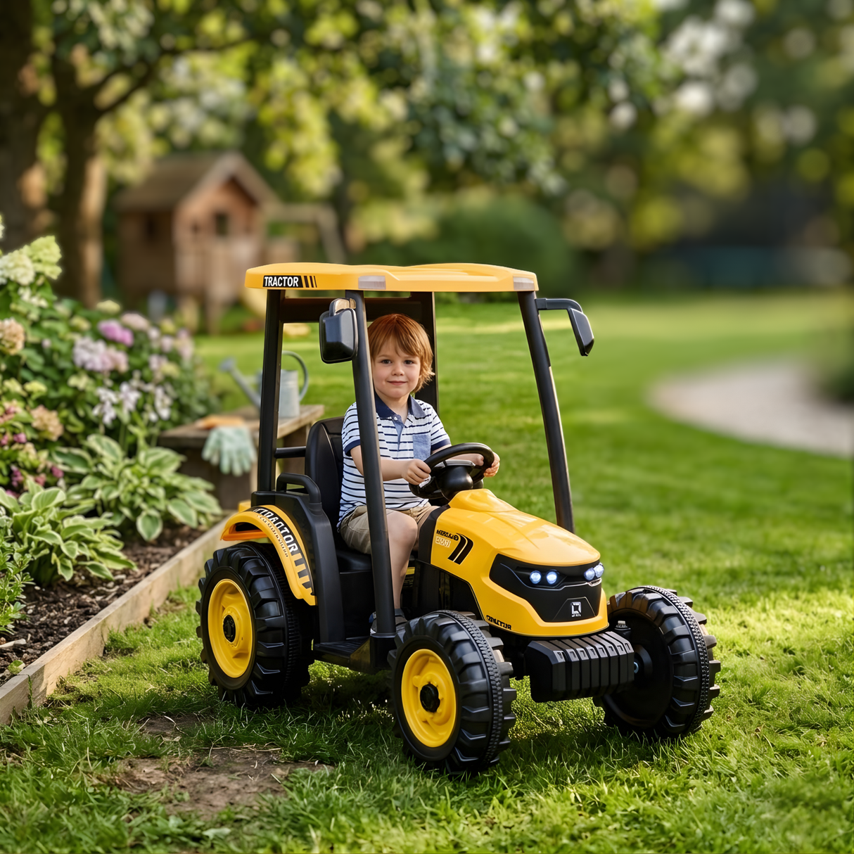 Tracteur-remorque monoplace à 6 roues 24 V pour enfants et tout-petits