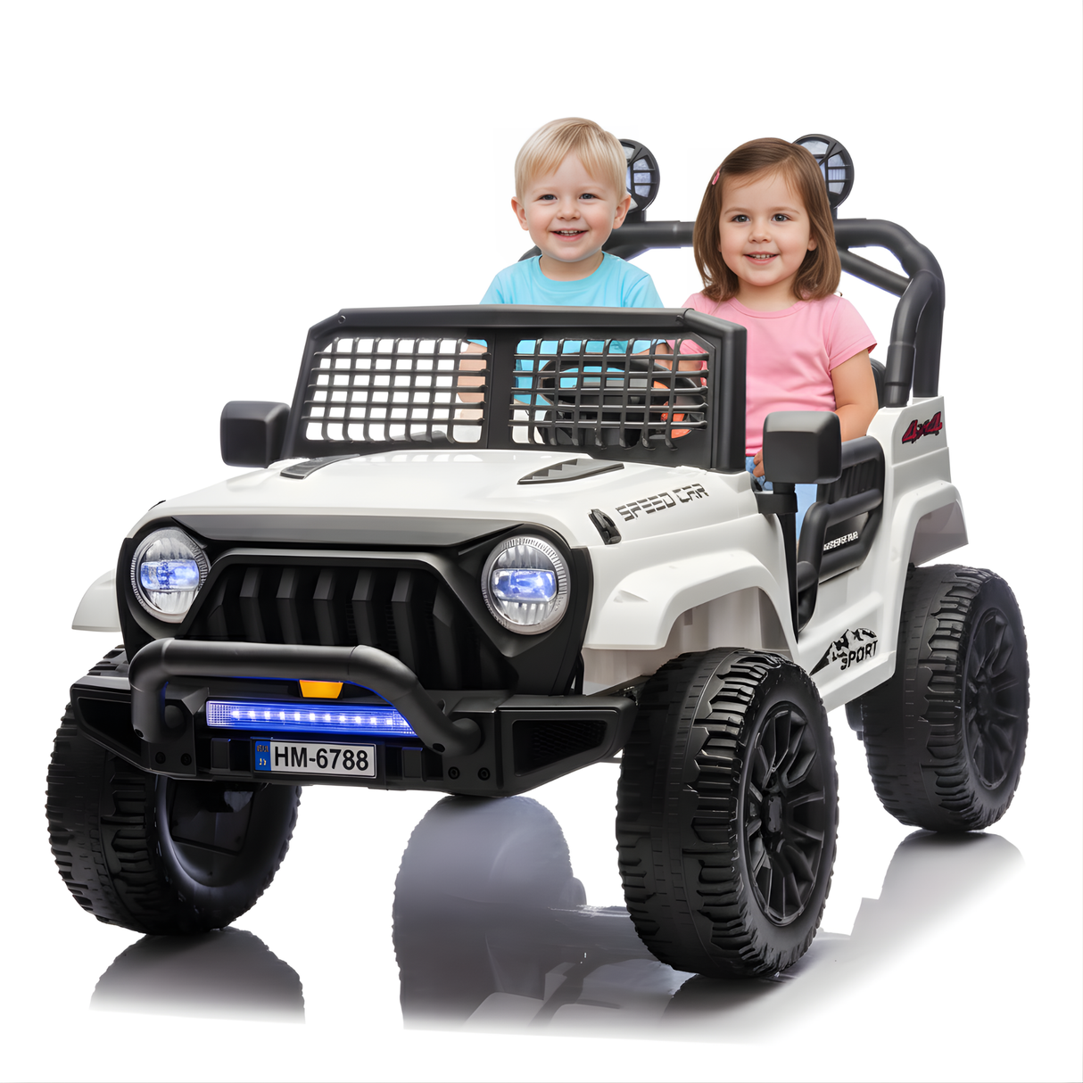 24V X-Racer Edition 2-Seater Upgraded 4x4 AWD Ride-On Truck W/ Rubber Wheels, Music Player & RC