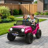 24V X-Racer Edition 2-Seater Upgraded 4x4 AWD Ride-On Truck W/ Rubber Wheels, Music Player & RC