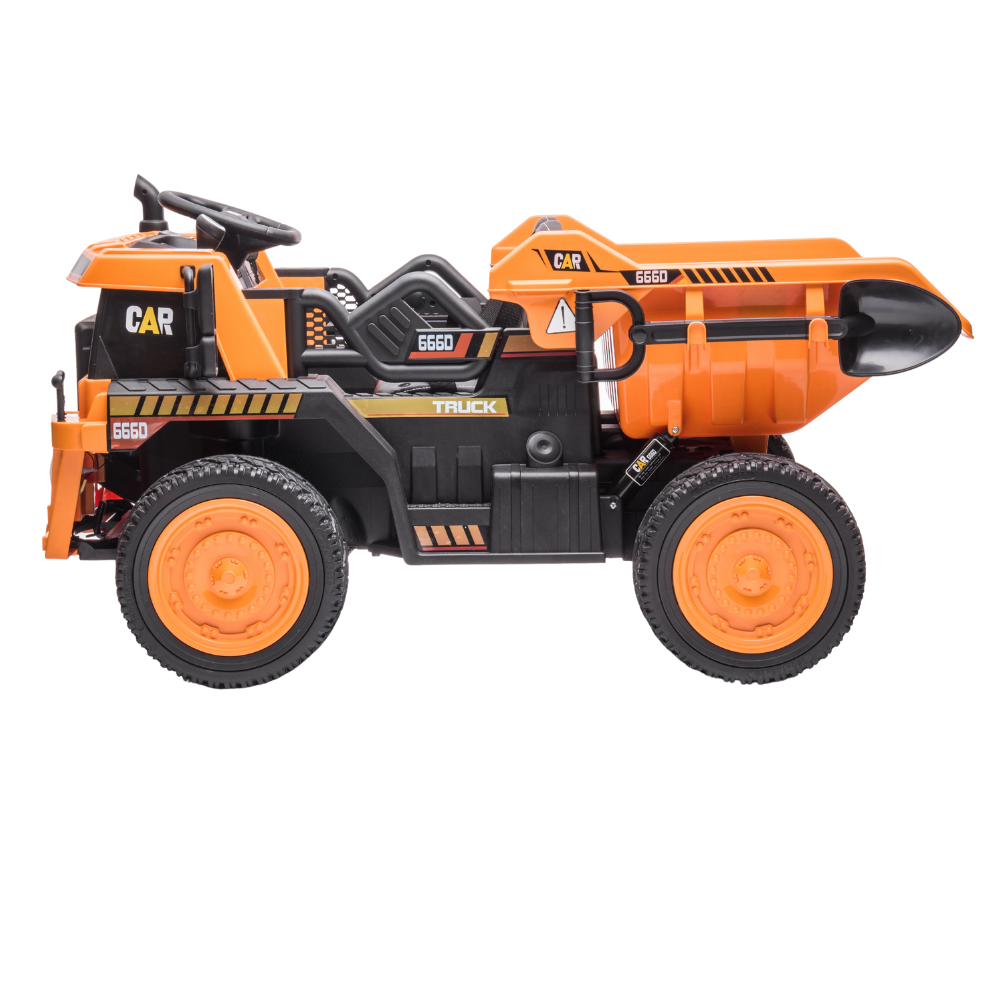 Kids Construction Dump Truck: 12V 2-Seater Ride-On Truck with Fun Automatic Dumping Gear