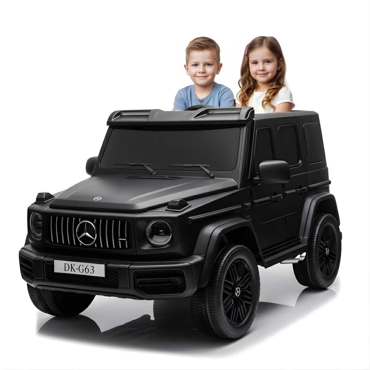 2x24V Mercedes Benz G63 Kids Supersized Matte Black XXL Ride-On Truck W/ Rubber Wheels, MP4 Touchscreen, Double Battery Pack & RC