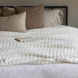 White Ribbed King Sized Bed Blanket