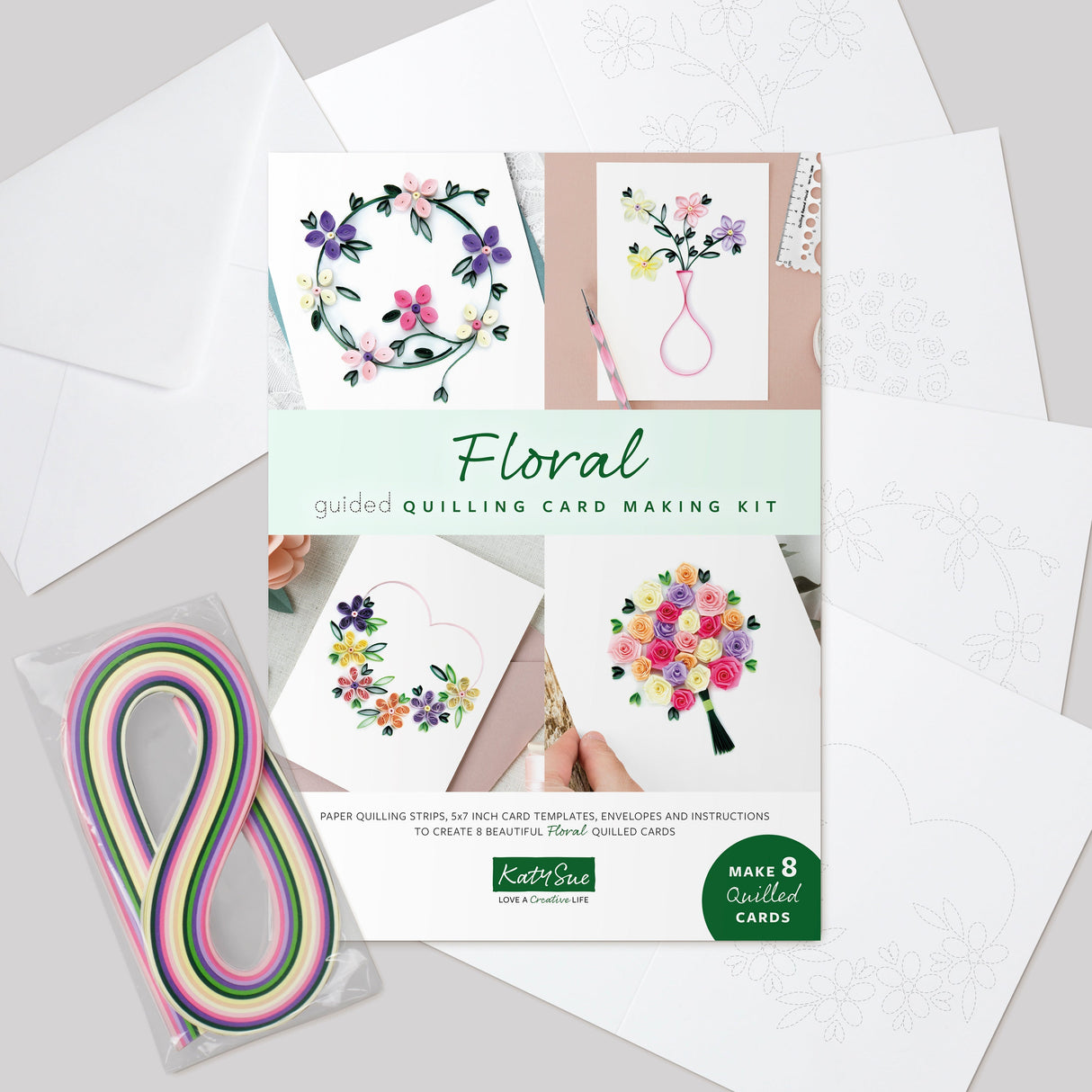 Floral Guided Paper Quilling Card Making Kit