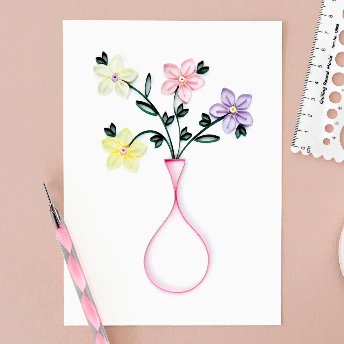 Floral Guided Paper Quilling Card Making Kit