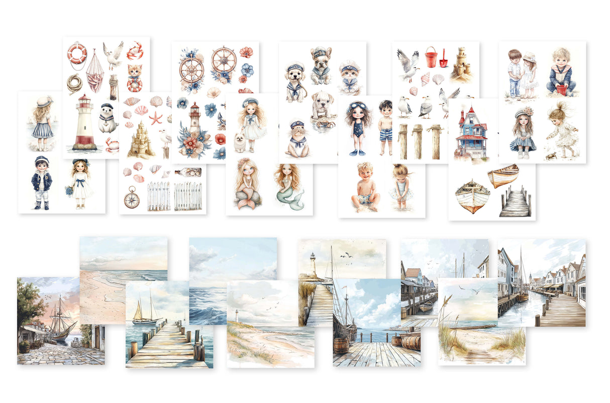 Dutch Doobadoo DDBD Collage Paperset Waves Of The Sea