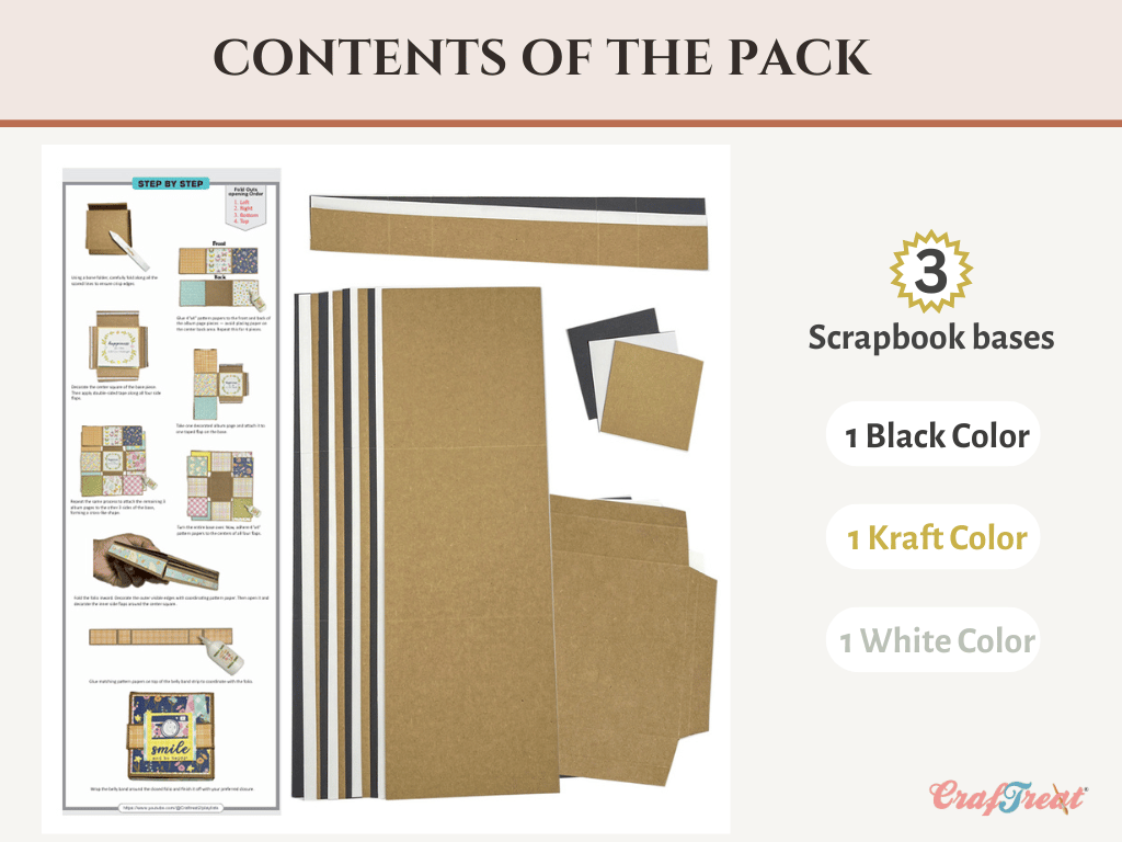 Craftreat Scrapbook Blank Quick Folio - Flip Flair Folio - Black, Kraft and White