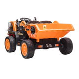 Kids Construction Dump Truck: 12V 2-Seater Ride-On Truck with Fun Automatic Dumping Gear