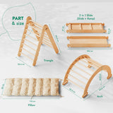 4in1 Montessori Climbing Set: Triangle Ladder + Climbing Arch + Slide Board + Cushion Beige