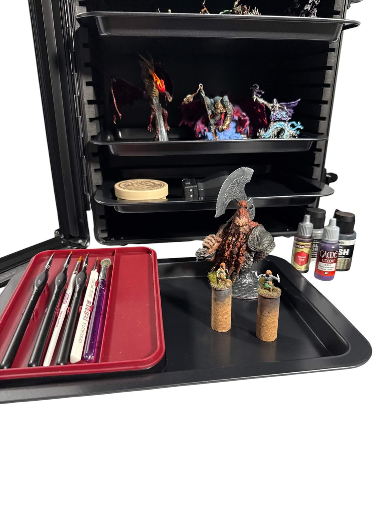 Aluminum Miniatures Display Case with 5 Magnetic Trays