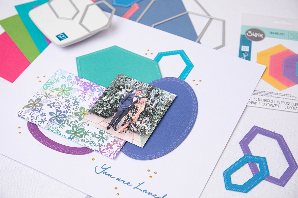 Sizzix Framelits Die Set 10PK Fanciful Framelits Belinda Stitched Hexagons by SP