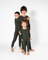 Deep Forest Green Waffle Convertible Footed One Piece
