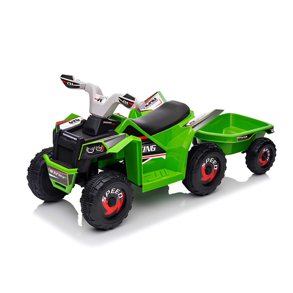 Toddlers 6V 6-Wheel Fun on Wheels ATV with Trailer, Bluetooth Music Player & Megaphone