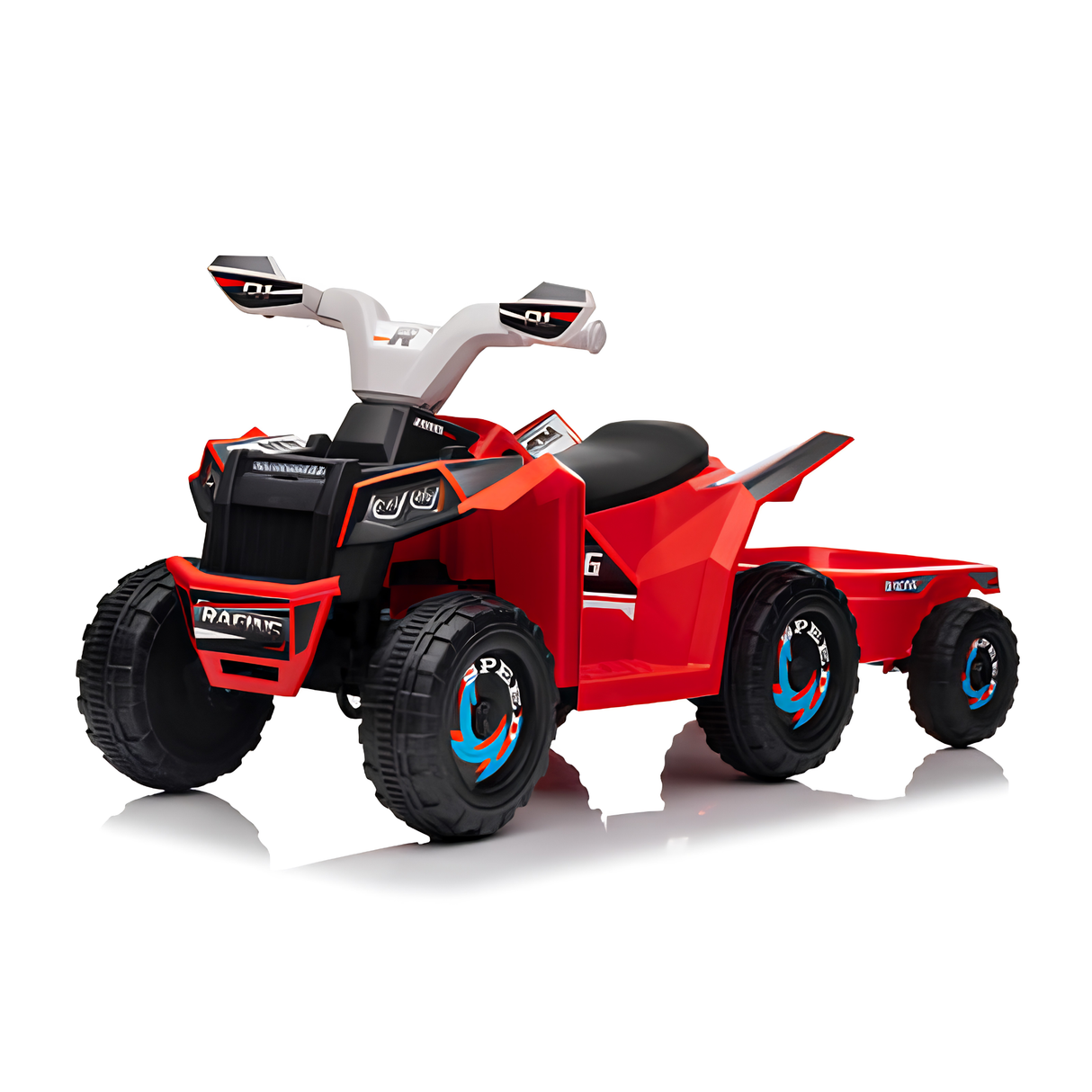 Toddlers 6V 6-Wheel Fun on Wheels ATV with Trailer, Bluetooth Music Player & Megaphone