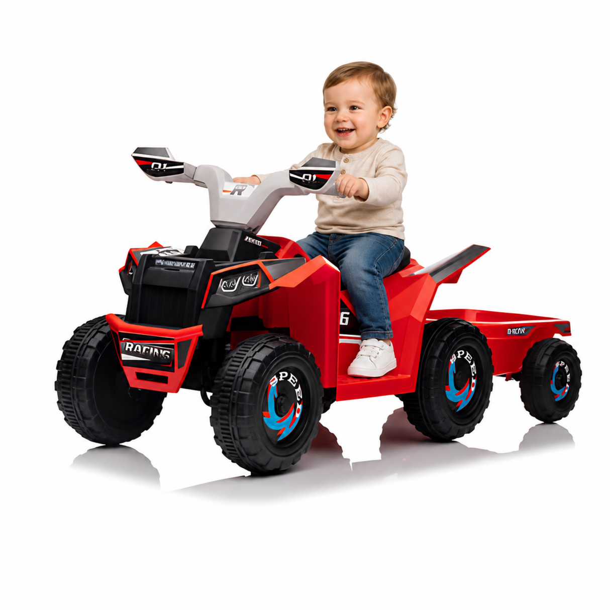 Toddlers 6V 6-Wheel Fun on Wheels ATV with Trailer, Bluetooth Music Player & Megaphone