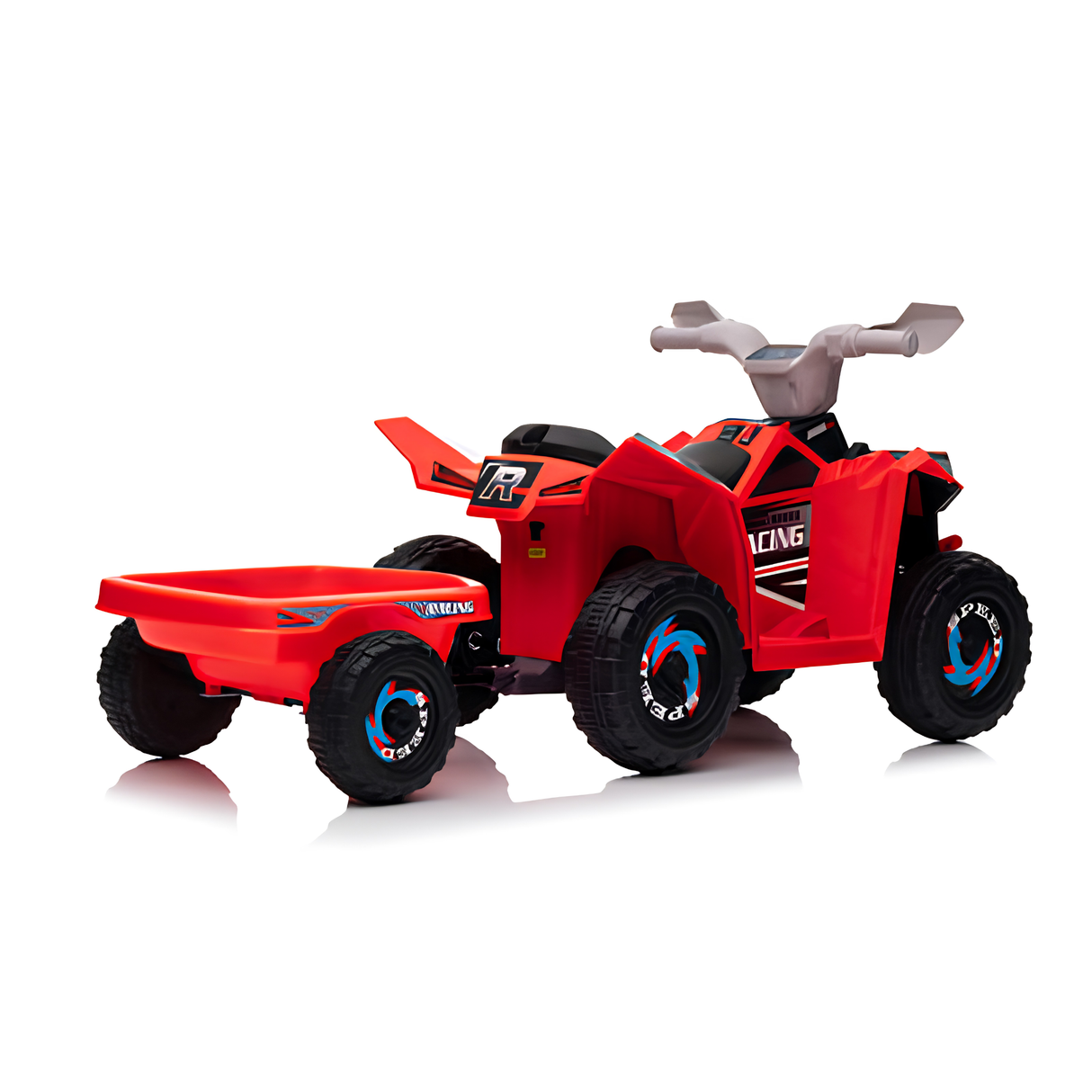 Toddlers 6V 6-Wheel Fun on Wheels ATV with Trailer, Bluetooth Music Player & Megaphone