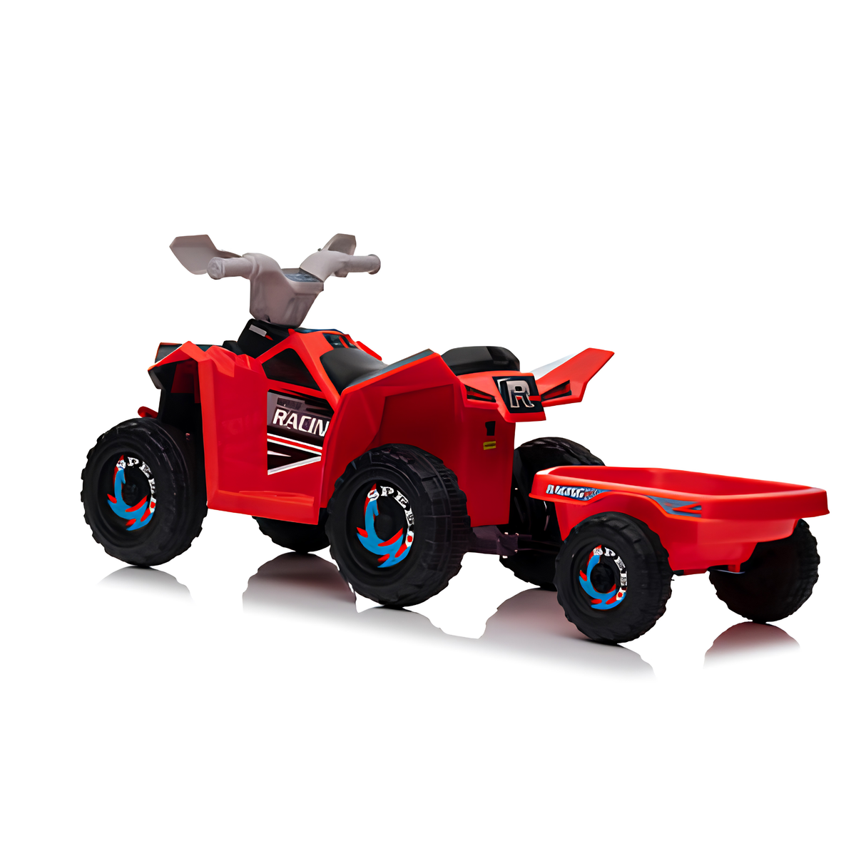 Toddlers 6V 6-Wheel Fun on Wheels ATV with Trailer, Bluetooth Music Player & Megaphone