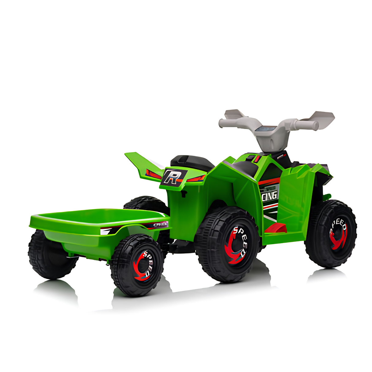 Toddlers 6V 6-Wheel Fun on Wheels ATV with Trailer, Bluetooth Music Player & Megaphone