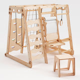6in1 Indoor Jungle Gym for Toddler: Playground + Swings Set + Slide Board + Rope + Stairs