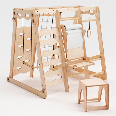 6in1 Indoor Jungle Gym for Toddler: Playground + Swings Set + Slide Board + Rope + Stairs