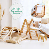 6in1 Montessori Climbing Frame Set: Triangle Ladder + Arch/Rocker + Slide/Ramp + Net + Cushion + Art Addition