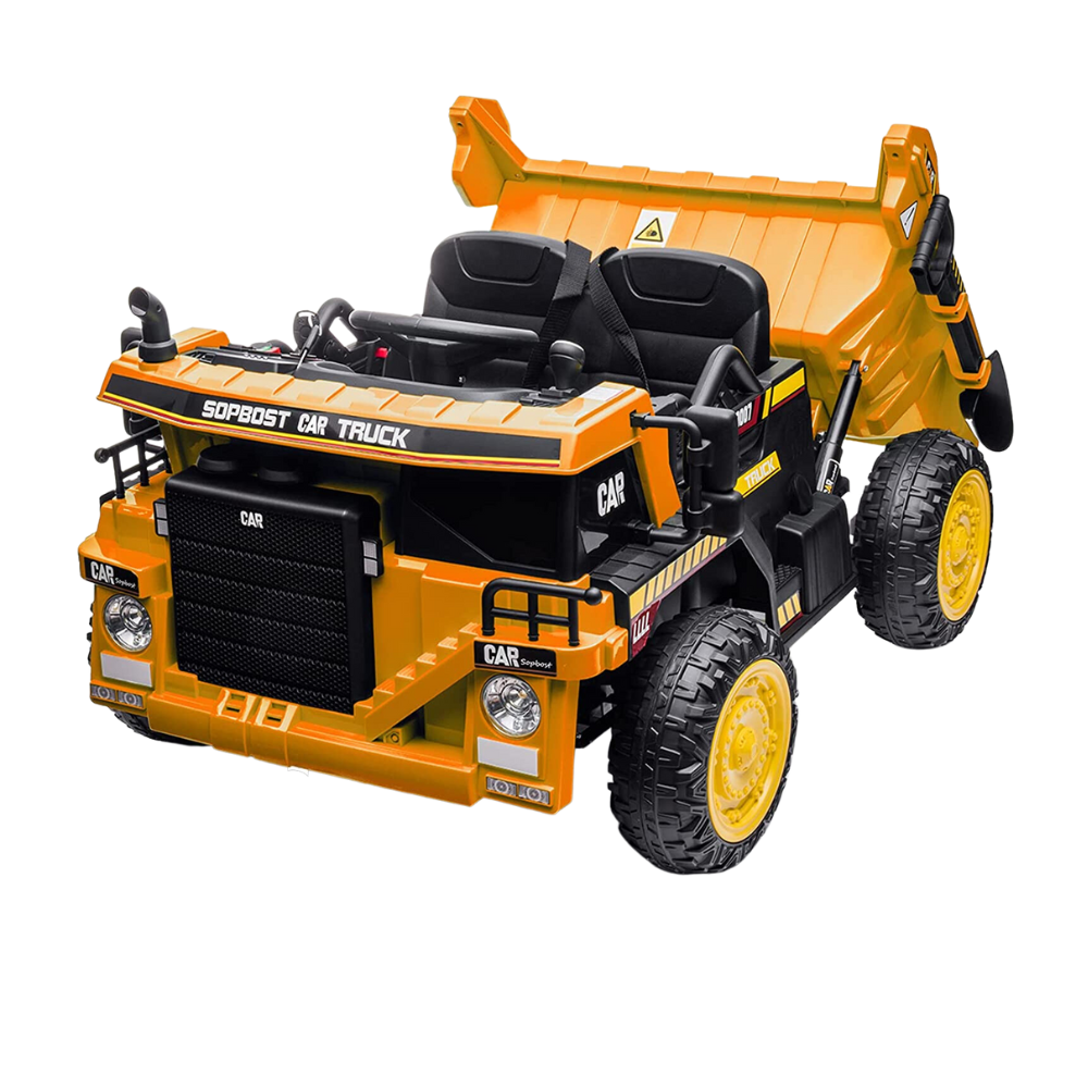 Kids Construction Dump Truck: 12V 2-Seater Ride-On Truck with Fun Automatic Dumping Gear