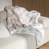 Flower Print Blushing Beige and White Extended Throw